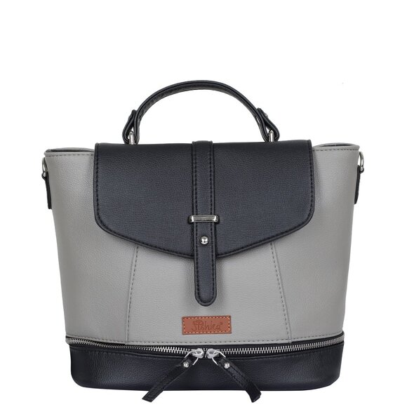 Ladies' Grey Colour Vegan/PU Leather Backpack – Stylish Daypack with Top Handle - Picture 1 of 10